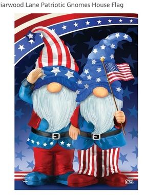 Patriotic Gnomes House Flag - Red, White & Blue